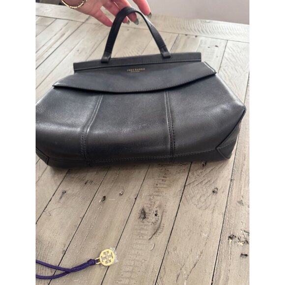 Tory Burch Large Block T Satchel Bag Black Leather - Picture 12 of 14